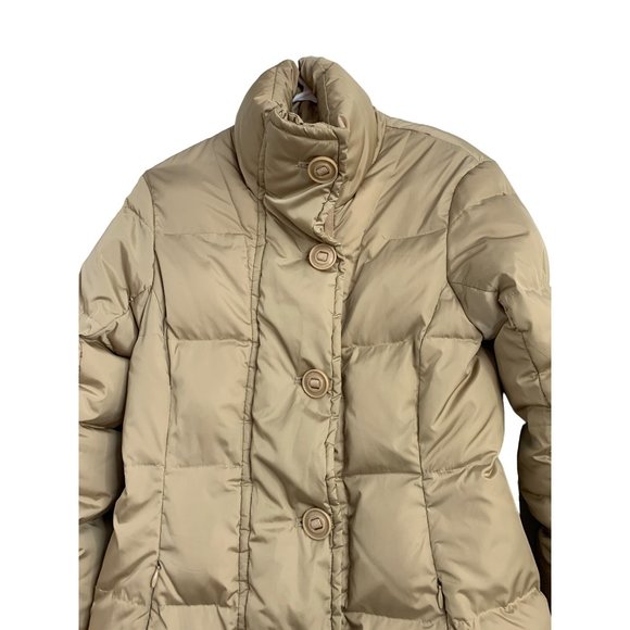 Size Small Womens Andrew Marc Goose Down Puffer Coat Quilted Beige EUC 6522 - Picture 3 of 12
